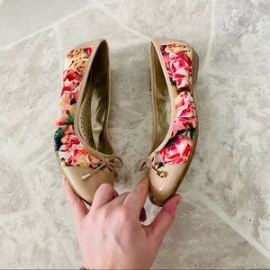 KAREN SCOTT colorful pink floral bow nude flat vegan shoe size 8.5